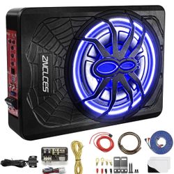 2026 Upgraded 10" 1200W Slim Under Seat Powered Car Subwoofer, Car/Truck Sub Built in Amplifier for Outstanding Heat Dissipation, Powerful bass and Bl