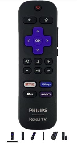 Philips Roku TV Remote Control Netflix Disney+ Apple TV+ HBO Max buttons