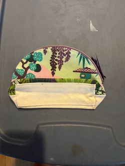 Canvas Cosmetic Pouch Floral Garden Print