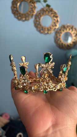 Little Gold Green Emerald Crown
