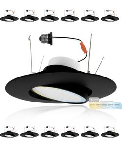 NuWatt 6 Inch LED Black Gimbal Retrofit Recessed Lights, Selectable 5CCT