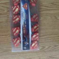 Superman Logo Christmas Lights Strand String Super Hero Man Steel Insignia