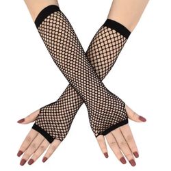 Gothic Fishnet Gloves - Punk Gloves For Women  - Emo Black Gloves For Ladies