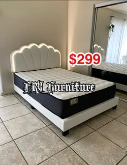 New Queen bed frame with mattress