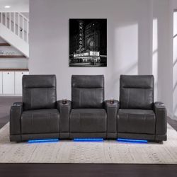 Issac Home Theater Leather Recliner (MSRP $1999)