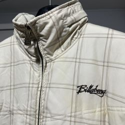Billabong Cream Plaid Zip Up Snowboard Ski Winter Jacket Coat Mens XL