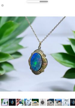 Vintage Gold Filled Genuine Opal Necklace 