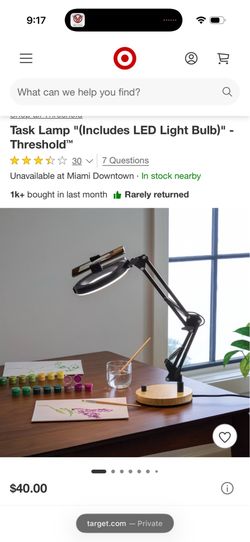 Task Lamp "(Includes LED Light Bulb)" - Threshold™