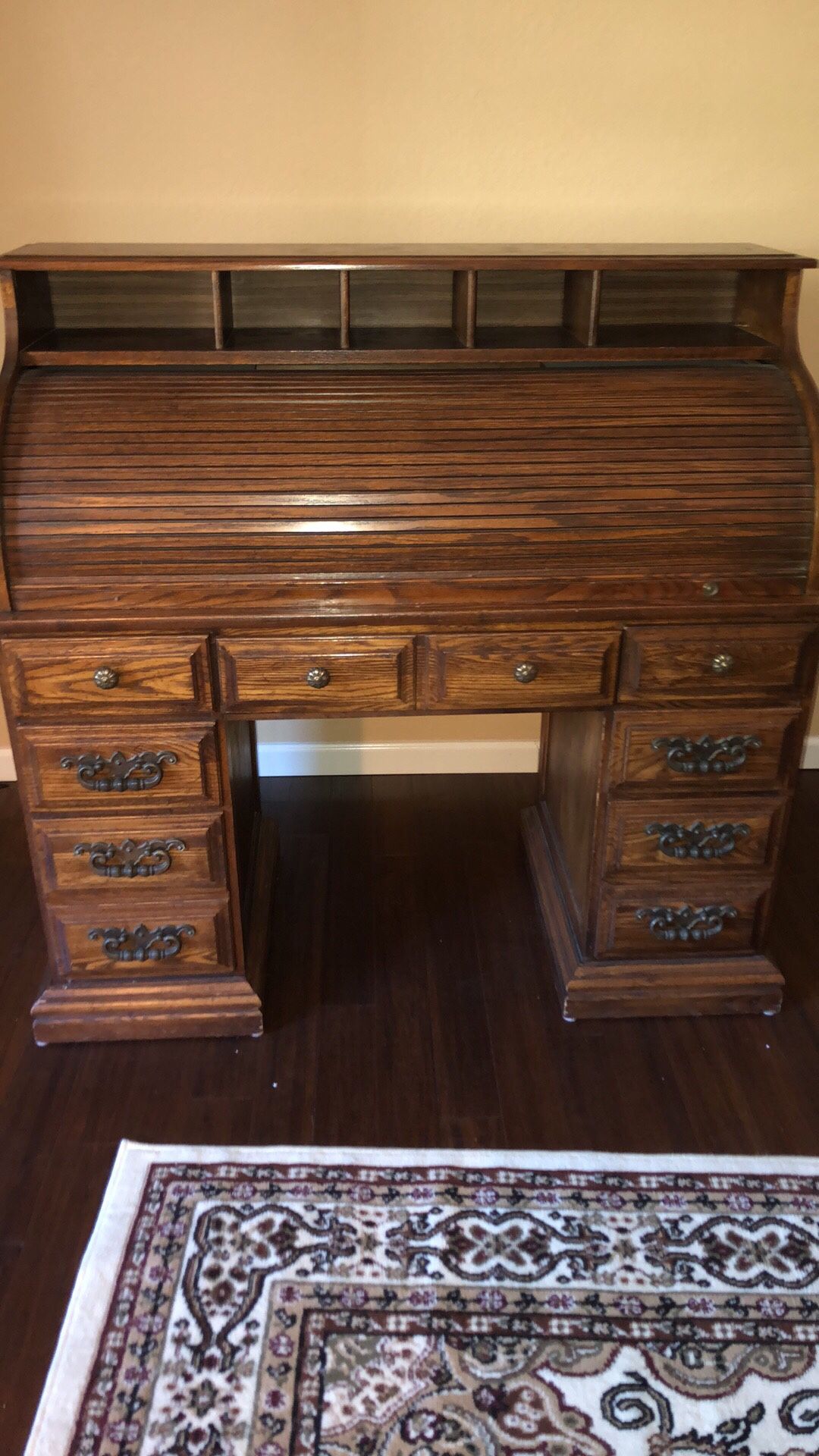 Wooden roll top desk