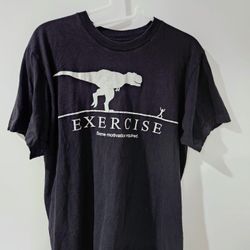 Woot black T shirt, Exercise - Some Motivation Required, men's medium, cotton