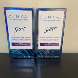 2pack Secret Clinical Strength Invisible Solid Antiperspirant and Deodorant for Women, Clean Lavender, 1.6 oz