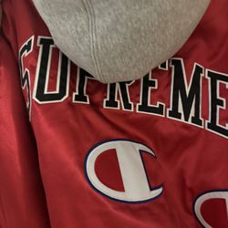 Supreme x Champion Hooded Satin Varsity Jacket