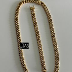 New 18k Yellow Gold Filled Cuban Link Chain And Bracelet 