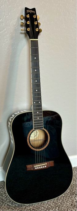 Washburn D-100MB Acoustic Guitar – Black w/ Gold Hardware