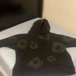 Black denim tear hoodie