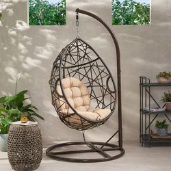 Brown Wicker Hanging Egg Chair