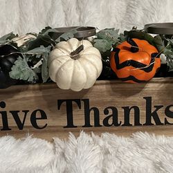 Give Thanks Centerpiece And Candle Holder 