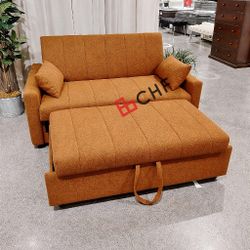 Boucle Upholstered Sleeper Sofa Bed Copper