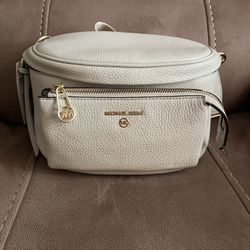 Sling Pack MK Leather Light Sand Color 9”wx7”hx5”d.