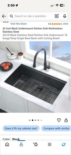 32" Black Stainless Steel Undermount Kitchen Sink