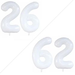 GOER Number 26 Balloons for 26th Birthday Party Decorations,42 Inch Jumbo Foil Helium 62 Balloons for 62nd Birthday Party Decoration (White)