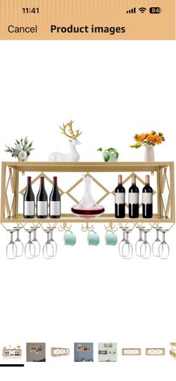 Wall-Mounted Wine Rack with Glass Holder