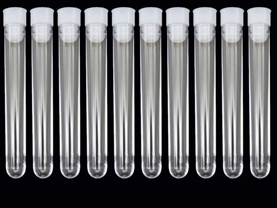 Test Tubes for Gift, 10pc / Set Glass Hard Test Tube, 15 X 100mm, with Lid Transparent Plastic School Test Tube, Round Bottle, Wide Range of Applica