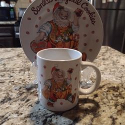 Vintage Santa's Magical Cookies Plate And Mug Set 59 North And East Mount Houston Rd Area Pick Up 