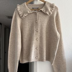 NWT Marled Ruffle Collar Cardigan