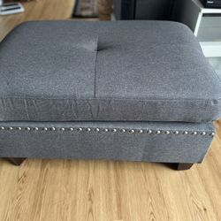 Grey Sectional With Matching Foot Stool