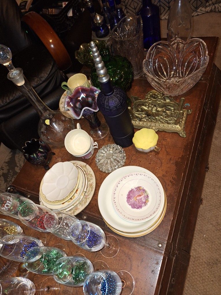 Antique Plates And Glass Ware