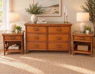 Hand-woven rattan bedroom set