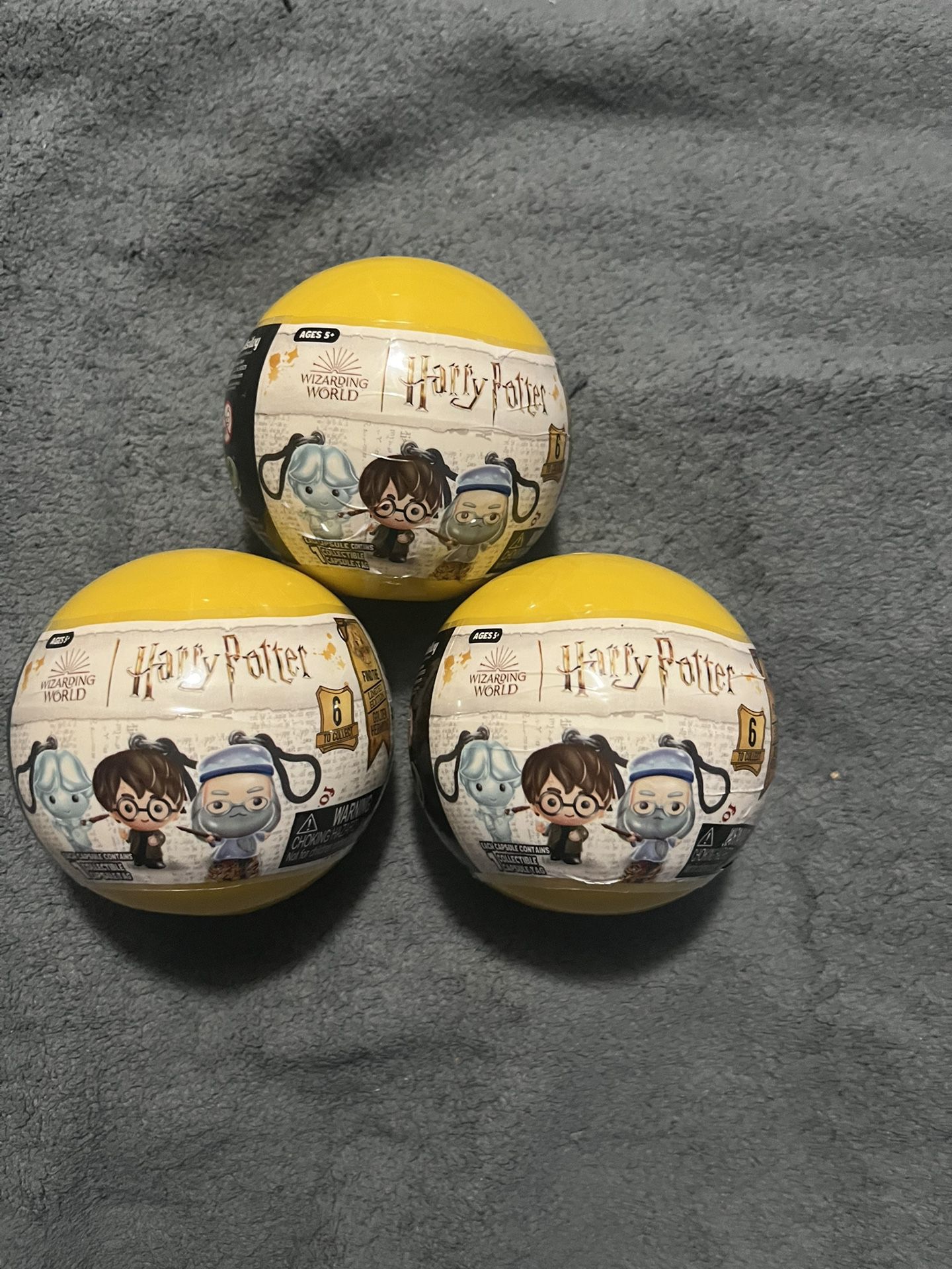 Harry Potter Collectible Capsule Tag Lot of 3 Sealed Gold Blind Capsule Globes