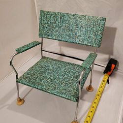 VTG Metal CHILD'S Doll CHAIR Teal Green