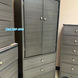 Grey Tall Closet Wardrobe Dresser Ropero New Armoire 