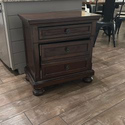 Dark Cherry Wood End Tables With  Jewelry Drawer 