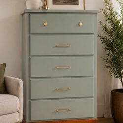 Tall Farmhouse Dresser | 5 Drawer Chest | Refinished