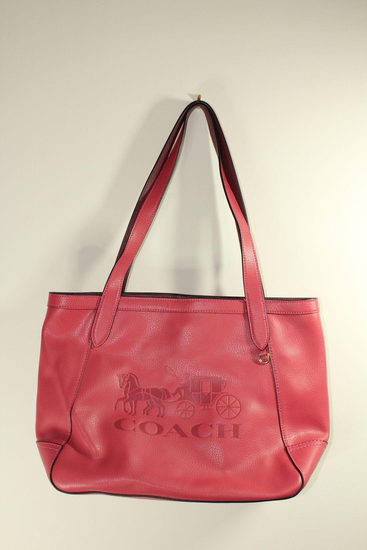 Coach C4063 MEDIUM Horse and Carriage Logo Pink Leather Tote Bag