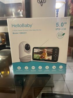 HelloBaby WiFi Baby Monitor 5" Screen 30-Hour Battery Pan-Tilt-Zoom Video Upgrade with Camera and Audio, Night Vision, VOX, 2-Way Talk, 8 Lullabies