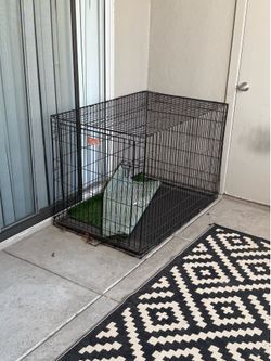 48” Large Folding Dog Crate w/ Tray & Turf Mat - Great Condition