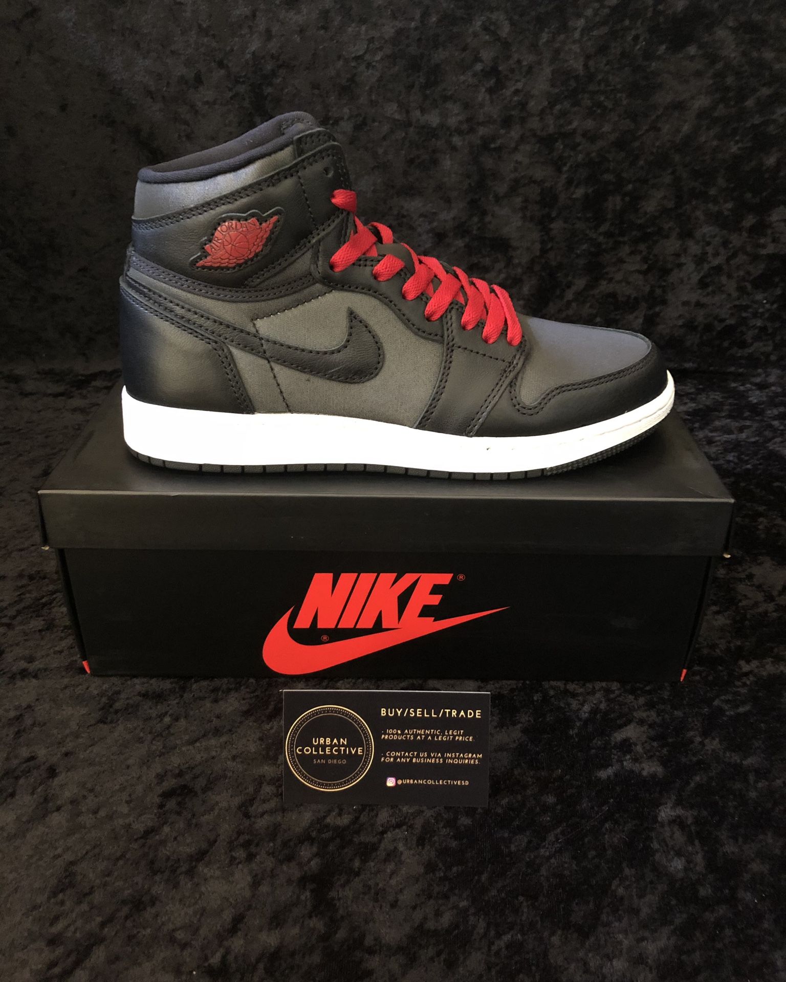 Jordan Black Satin Gym Red