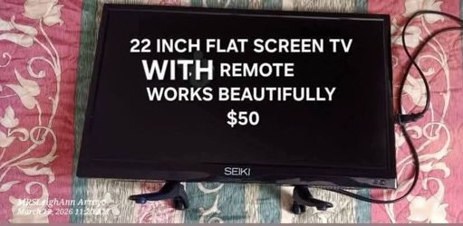 22 inch Seiki flat screen TV with remote
