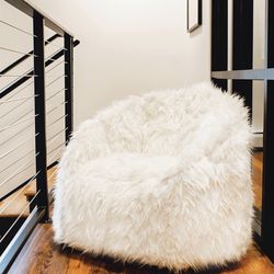 White Fur Bean Bag Chair 