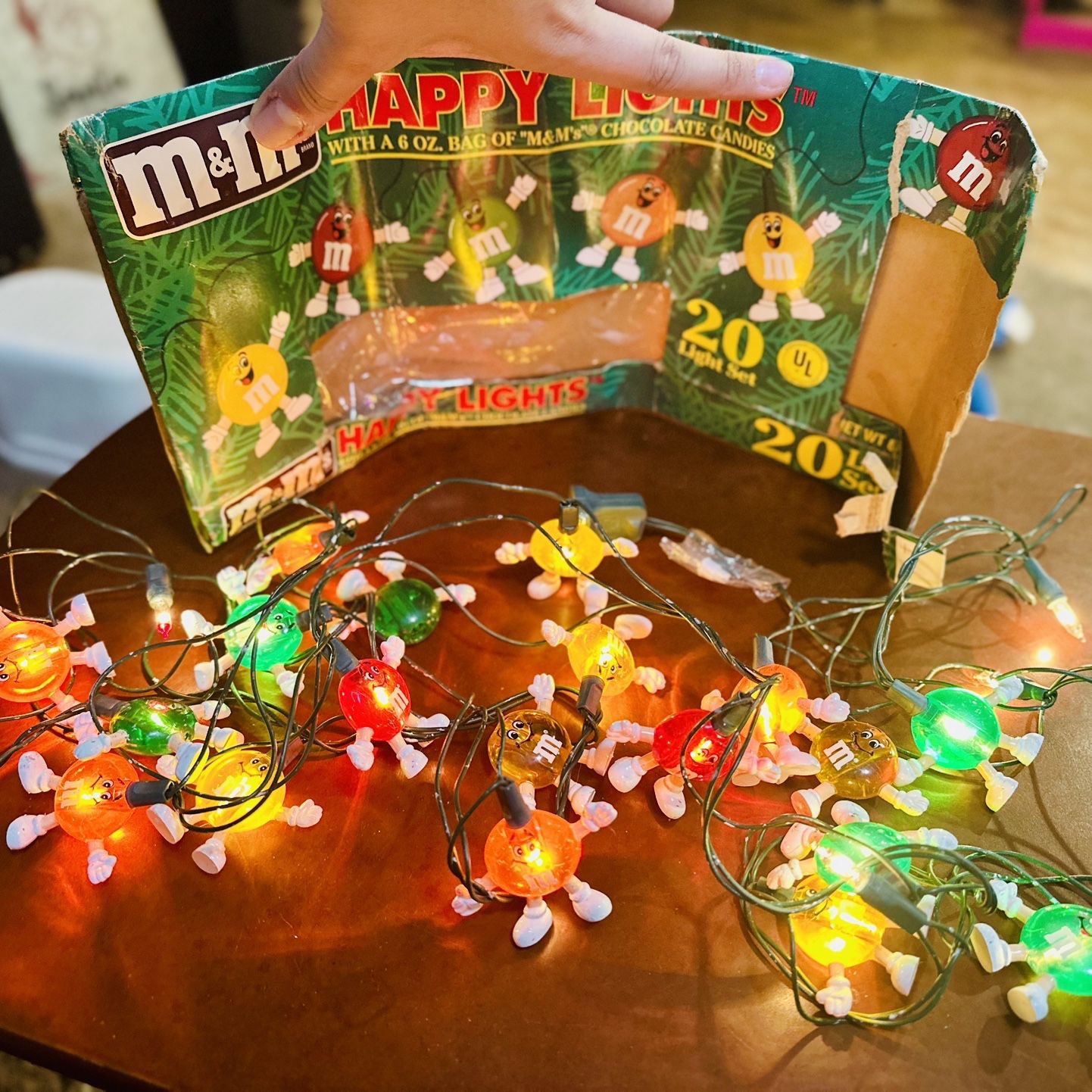 Vintage M&M's Set of 20 Candy Happy Lights Holiday Christmas Party