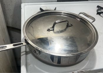 All-Clad Copper Core 5-Ply Stainless Steel Sauté Pan with Steel Lid 4 Quart