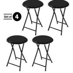 NEW 18” Black Folding Stools, 4pk