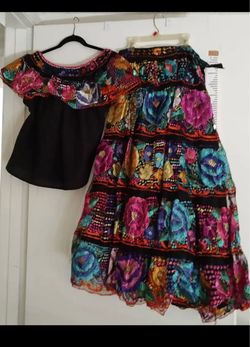 Mexican Embroidered Blouse and Skirt Set