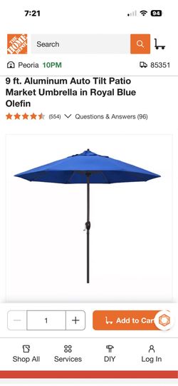 9 ft Aluminum Blue Umbrella (Only) NEW IN BOX