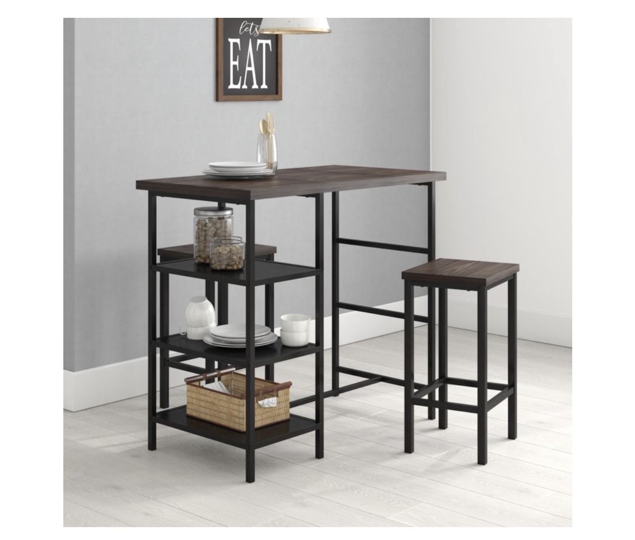 Brand New 📦 Mainstays 3 Piece Dining Pub Set Counter Height with Backless Barstools, Espresso