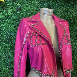 Pink Barbie Jacket With Rhinestones And Studs